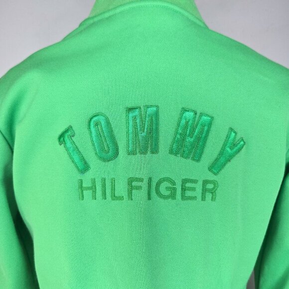 Tommy Hilfiger Y2K Apple Green White Embroidered Large Logo Full Zip Jacket - Picture 5 of 9